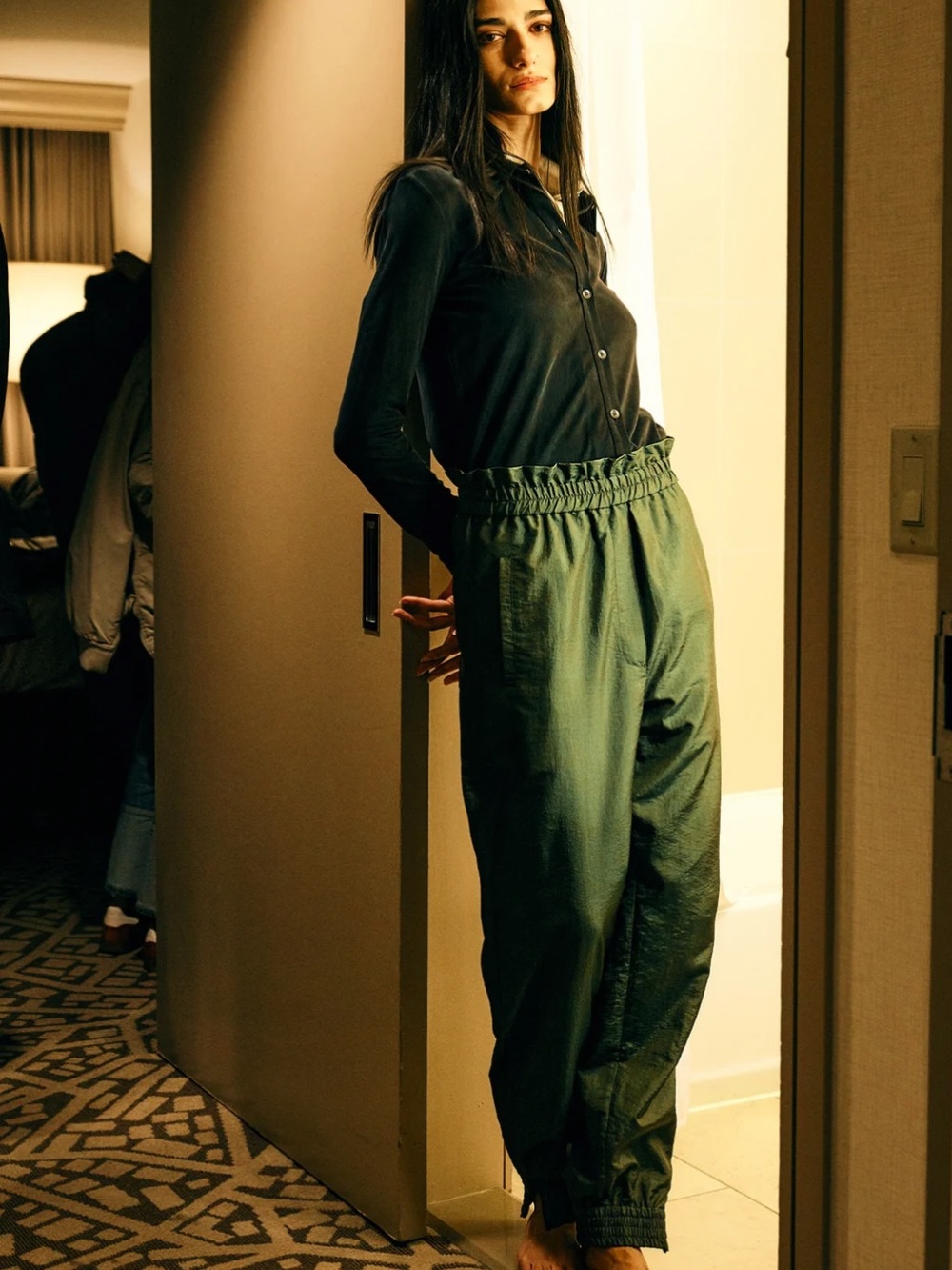Tibi Crispy Nylon Felix Paper Bag Jogger